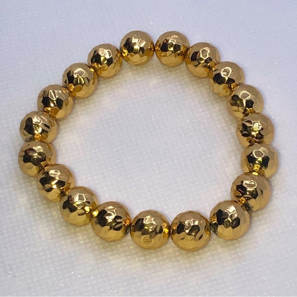 GORJANA 18k Gold Plated Brass Power Stone Bracelet Elastic Stretch OS
